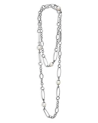 Sterling Silver Luna Cultured Freshwater Pearl Link Necklace, 34"