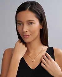 18K Gold Meridian Circle Pendant Necklace, 18"
