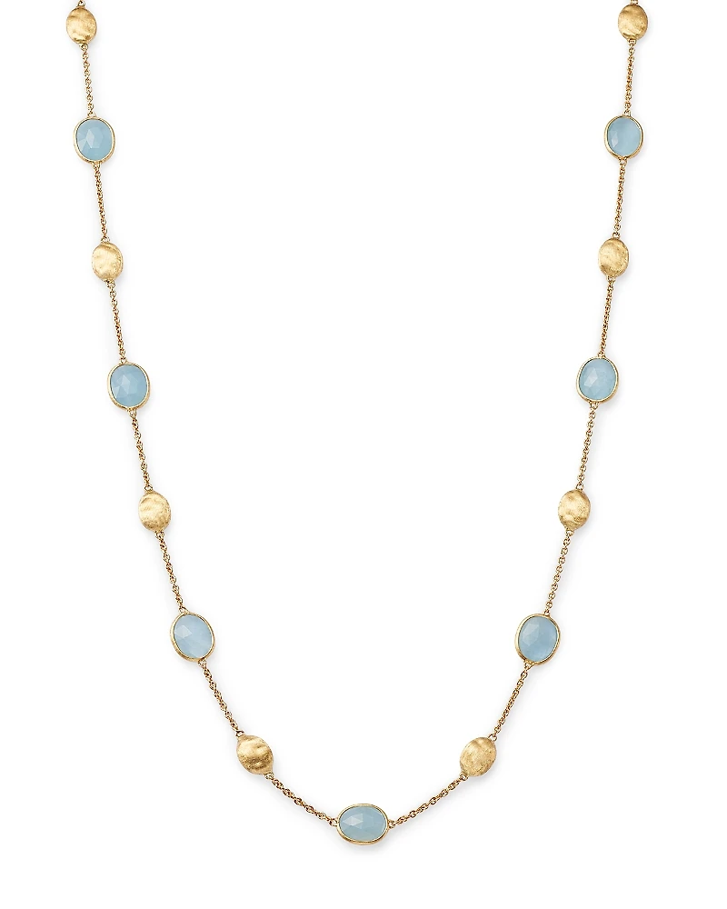 Marco Bicego 18K Yellow Gold Siviglia Aquamarine Beaded Collar Necklace, 16.5-18L