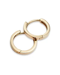 14K Yellow Gold Extra Small Polished Flat Huggie Hoop Earrings