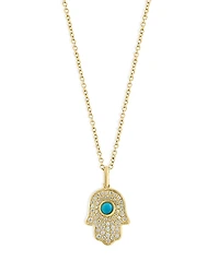 Bloomingdale's Fine Collection Turquoise & Diamond Hamsa Pendant Necklace