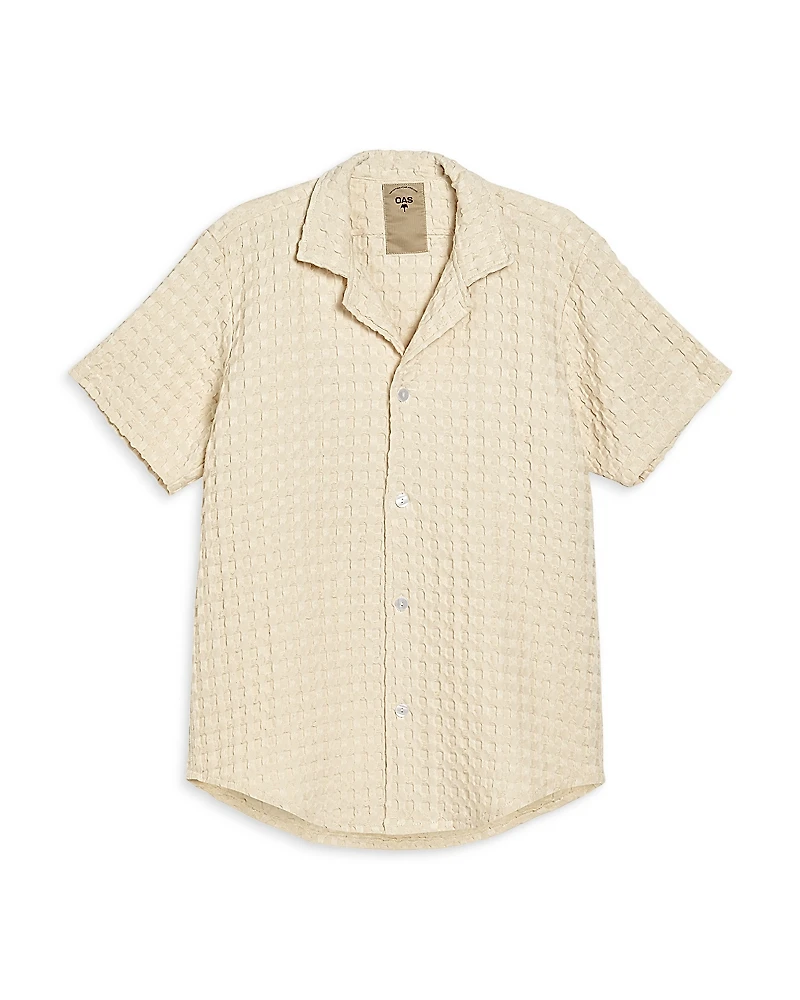Oas Cuba Cotton Waffle Regular Fit Button Down Camp Shirt