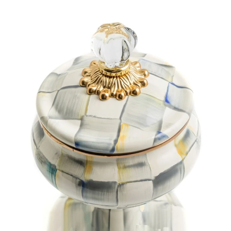 Sterling Check Enamel Curiosity Pot