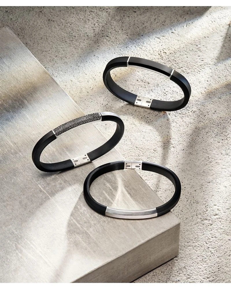 Men's Sterling Silver Streamline® Onyx Black Rubber Bracelet