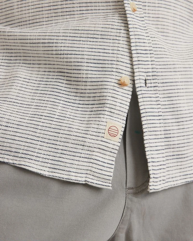 Selvage Striped Long Sleeve Button Front Shirt