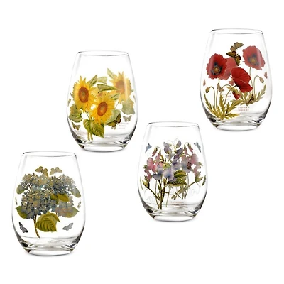Botanic Garden Stemless Wine Glasses, Set of 4