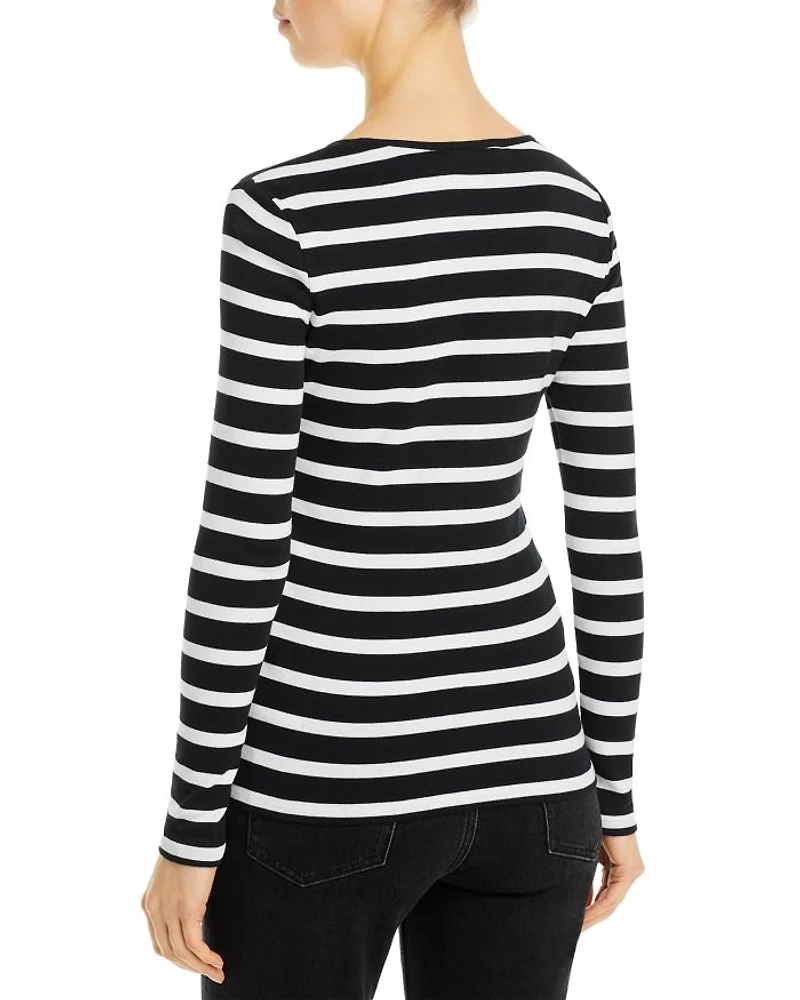 Cotton Long Sleeve Striped Tee