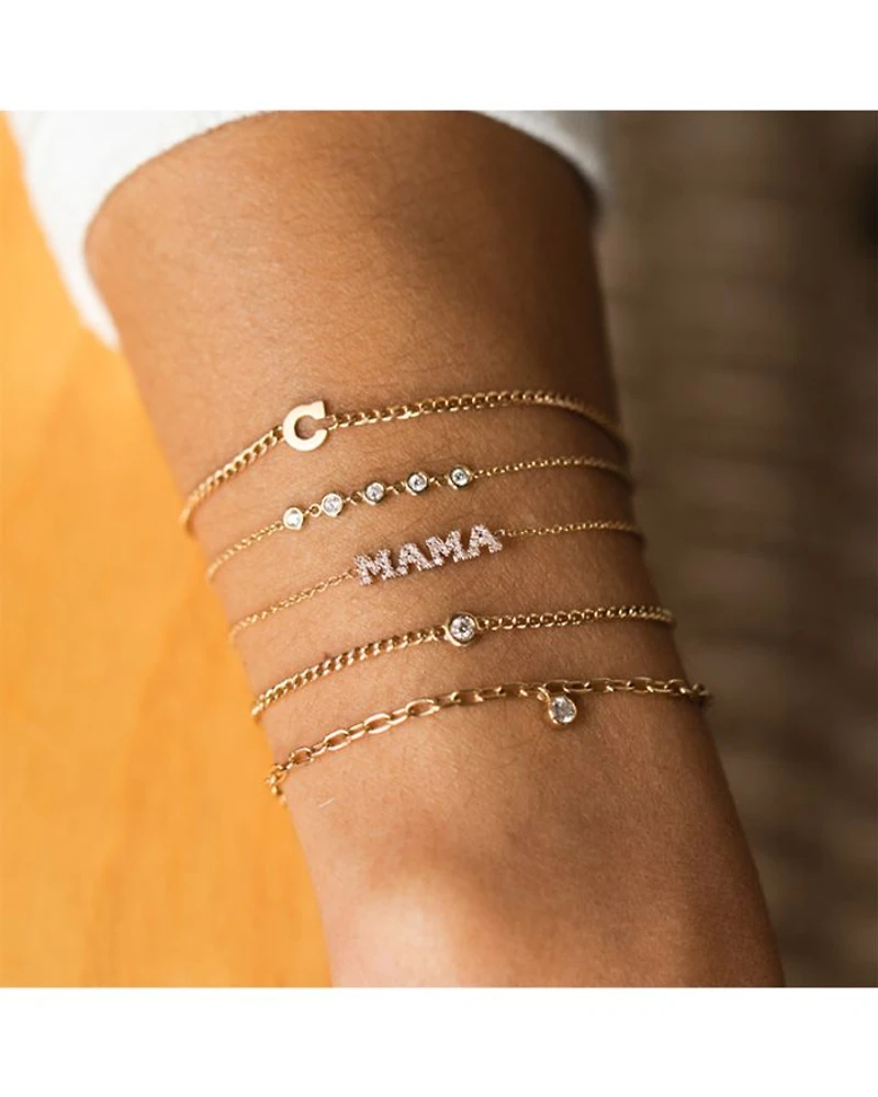 14K Yellow Gold Diamond Dangle Oval Link Bracelet