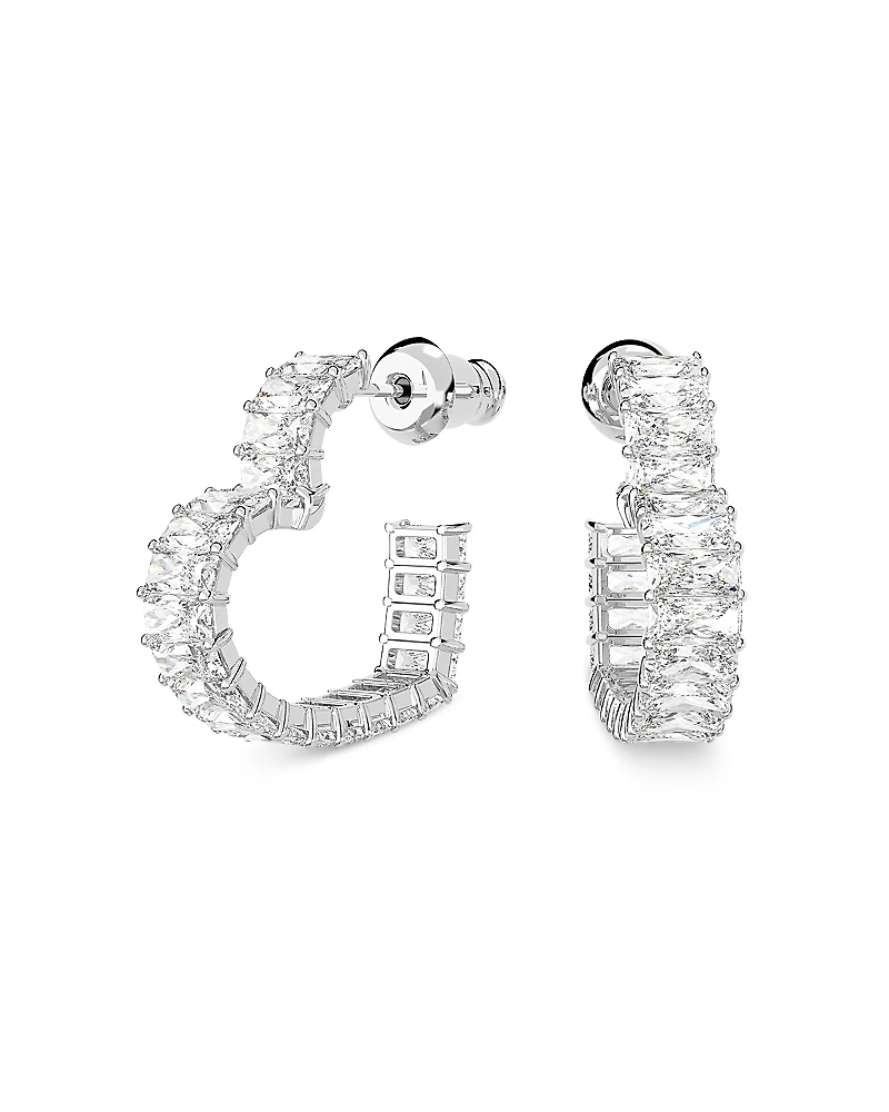 Swarovski Matrix Baguette Crystal Small Heart Hoop Earrings