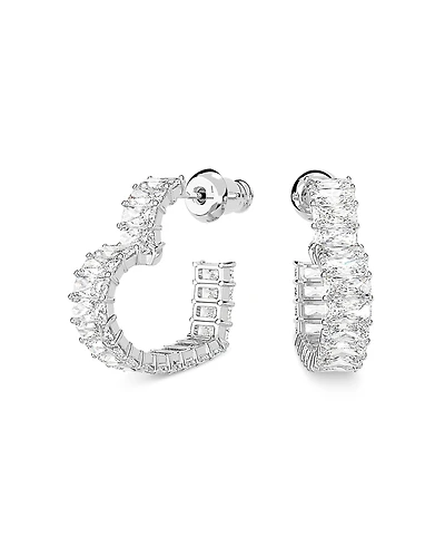 Swarovski Matrix Baguette Crystal Small Heart Hoop Earrings