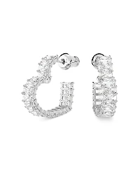Swarovski Matrix Baguette Crystal Small Heart Hoop Earrings