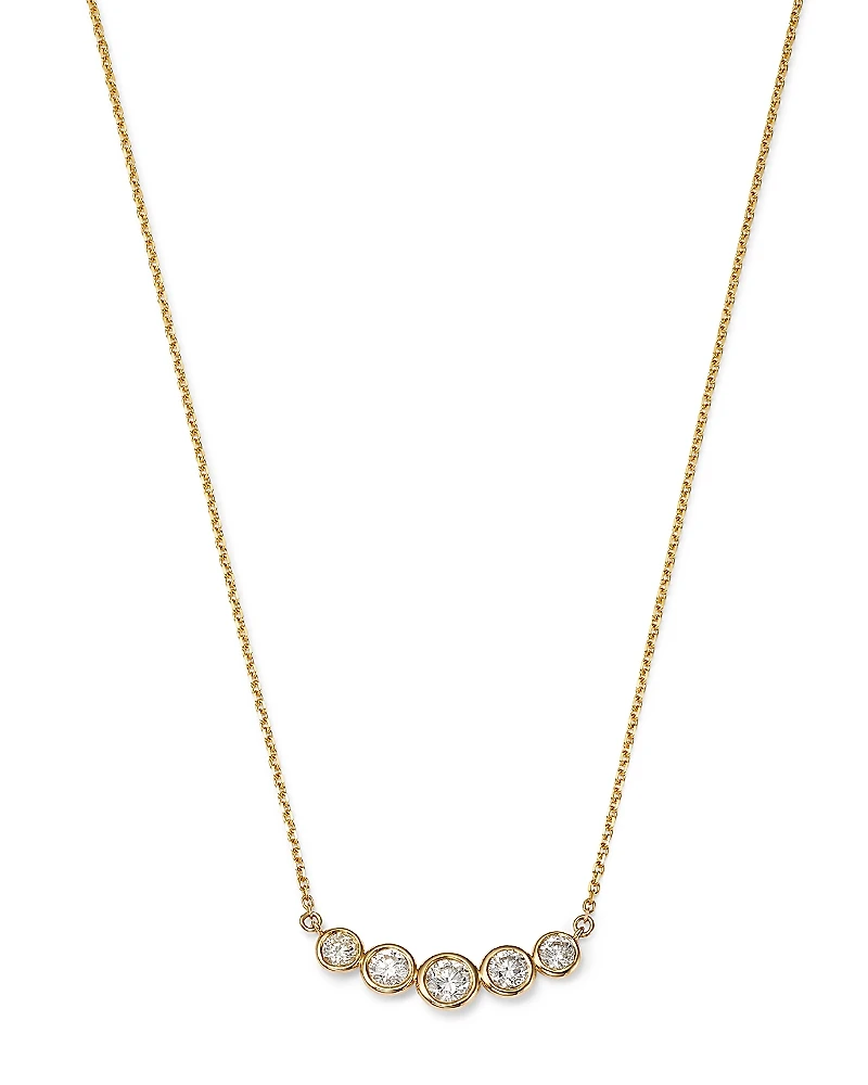 Bloomingdale's Fine Collection Diamond Bezel Curved Bar Necklace