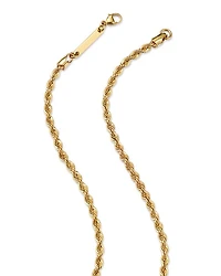 14K Yellow Gold Heavy Metal Rope Link Chain Necklace, 16"