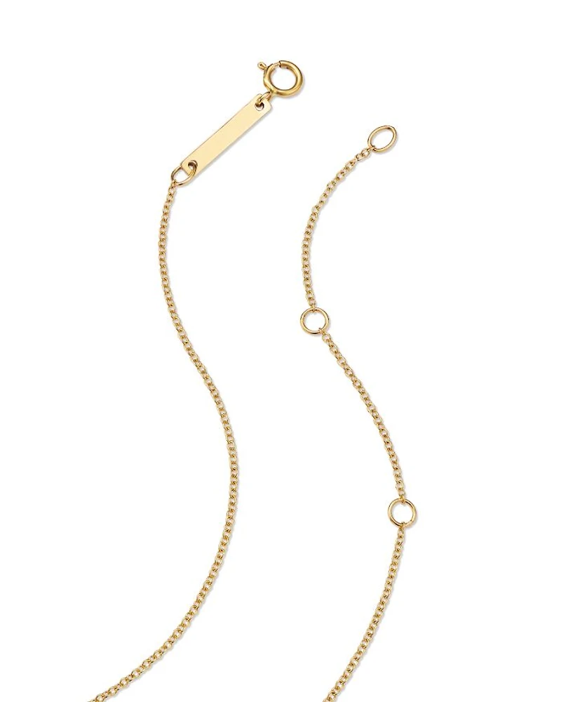 14K Yellow Gold Floating Diamonds Diamond Bezel Choker Necklace, 14-16"