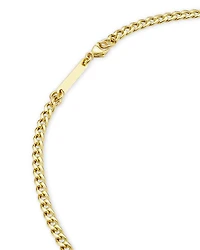 14K Yellow Gold Prong Diamonds Diamond Dangle Curb Link Collar Necklace, 16"
