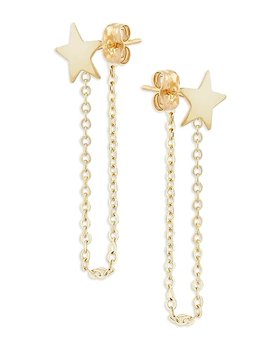 Moon & Meadow 14K Yellow Gold Star Draped Chain Earrings - Exclusive