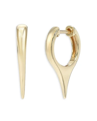14K Yellow Gold Dagger Huggie Hoop Earrings