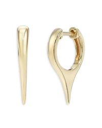 14K Yellow Gold Dagger Huggie Hoop Earrings
