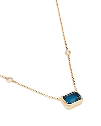 Gemstone & Diamond Pendant Necklace 14K Yellow Gold, 18"