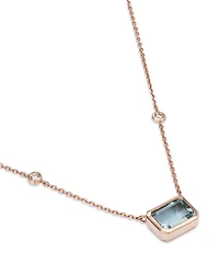 Aquamarine & Diamond Pendant Necklace in 14K Rose Gold, 18"