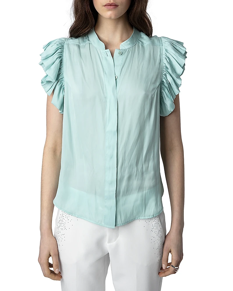 Zadig & Voltaire Tiza Ruffled Sleeve Top