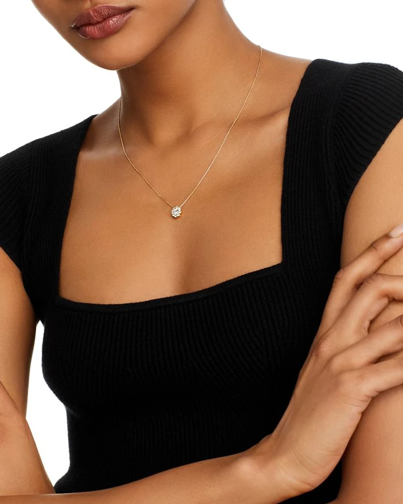 Diamond Flower Cluster Pendant Necklace in 14K Yellow Gold, 0.50 tcw