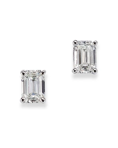 Diamond Emerald-Cut Stud Earrings in 14K White Gold, 0.50 tcw