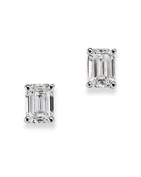 Diamond Emerald-Cut Stud Earrings in 14K White Gold, 0.50 tcw