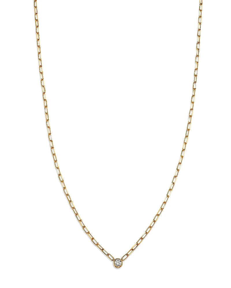 Bloomingdale's Fine Collection Diamond Solitaire Paperclip Necklace