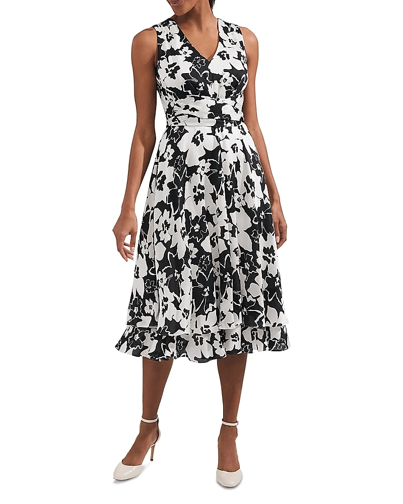 Hobbs London Viola Floral Belted Midi Dress