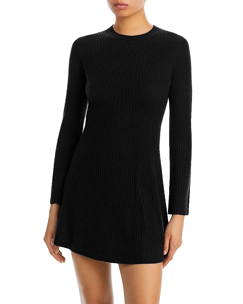 Aqua 100% Cashmere Contour Ribbed Mini Dress - Exclusive