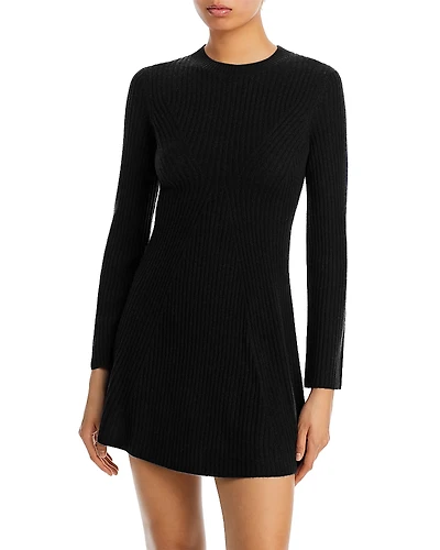 Aqua 100% Cashmere Contour Ribbed Mini Dress - Exclusive