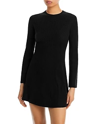 Aqua 100% Cashmere Contour Ribbed Mini Dress - Exclusive