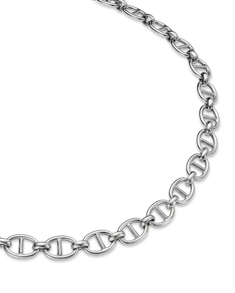 14K Gold Flat Mariner Link Necklace, 18"