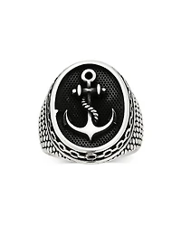 Milanesi And Co Sterling Silver Oxidized Anchor Signet Ring