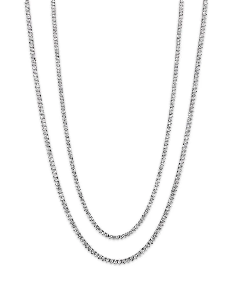 Certified Colorless Diamond Classic Tennis Necklace Collection 14K White Gold, 5.5-7 tcw