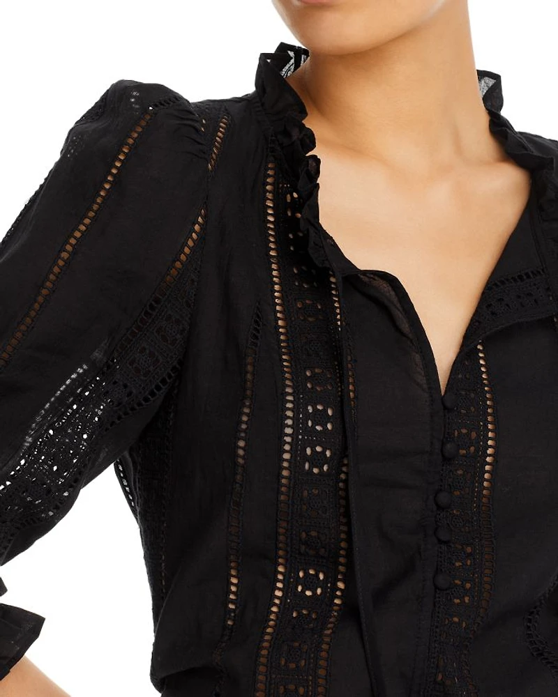 Cotton Lace Inset Blouse - Exclusive