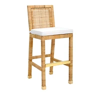 Tov Furniture Amara Rattan Performance Fabric Bar Stool