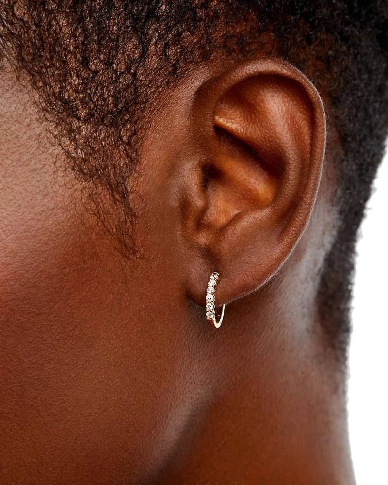 Diamond Small Hoop Earrings 14K Gold, 0.34 tcw