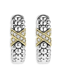 18K Yellow Gold & Sterling Silver Embrace Diamond X Small Hoop Earrings