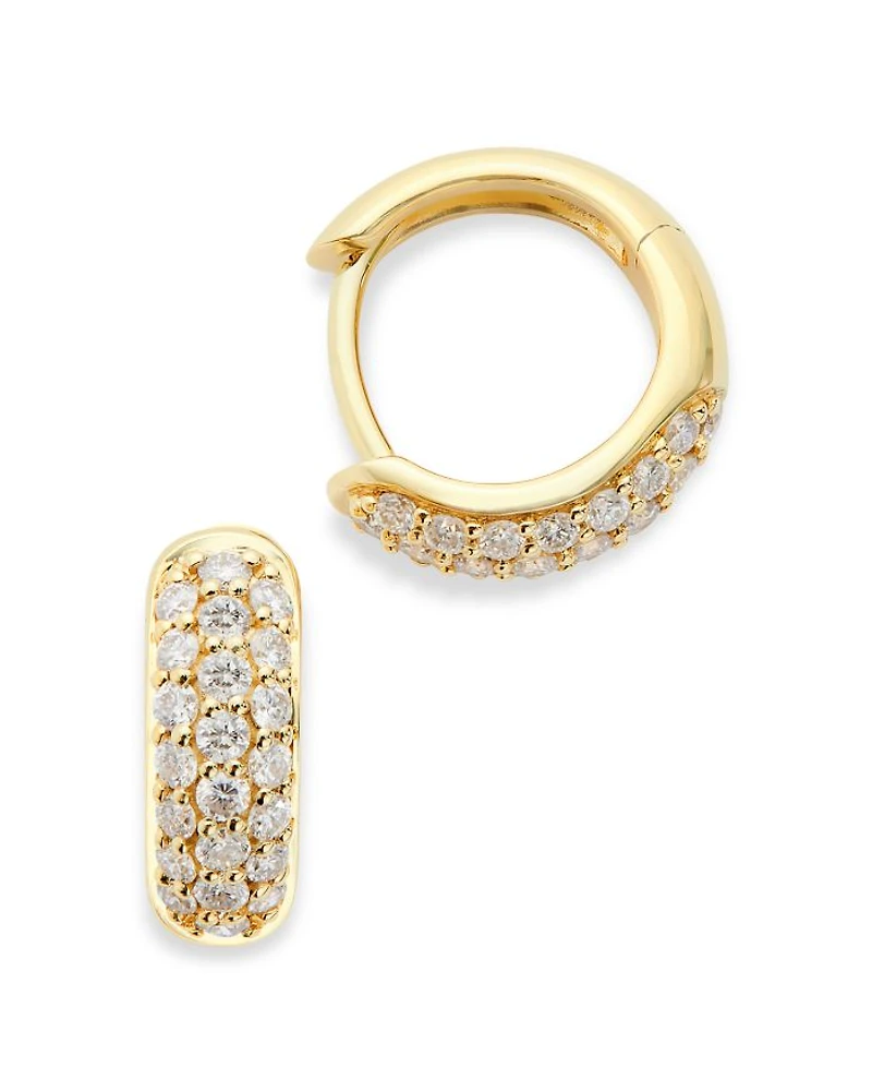 Diamond Mini Pavé Hoop Earring Collection 14K Gold, .35 tcw