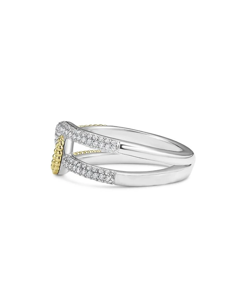 18K Yellow Gold & Sterling Silver Caviar Lux-Clip Diamond Statement Ring