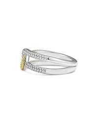 18K Yellow Gold & Sterling Silver Caviar Lux-Clip Diamond Statement Ring