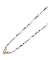 18K Yellow Gold & Sterling Silver Caviar Lux-Clip Diamond Bead Link Necklace, 16-18