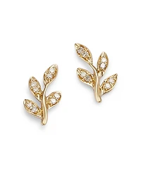 Bloomingdale's Fine Collection Diamond Leaf Stud Earrings
