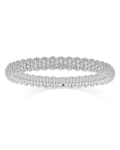 18K White Gold Diamond Domed Stretch Bracelet