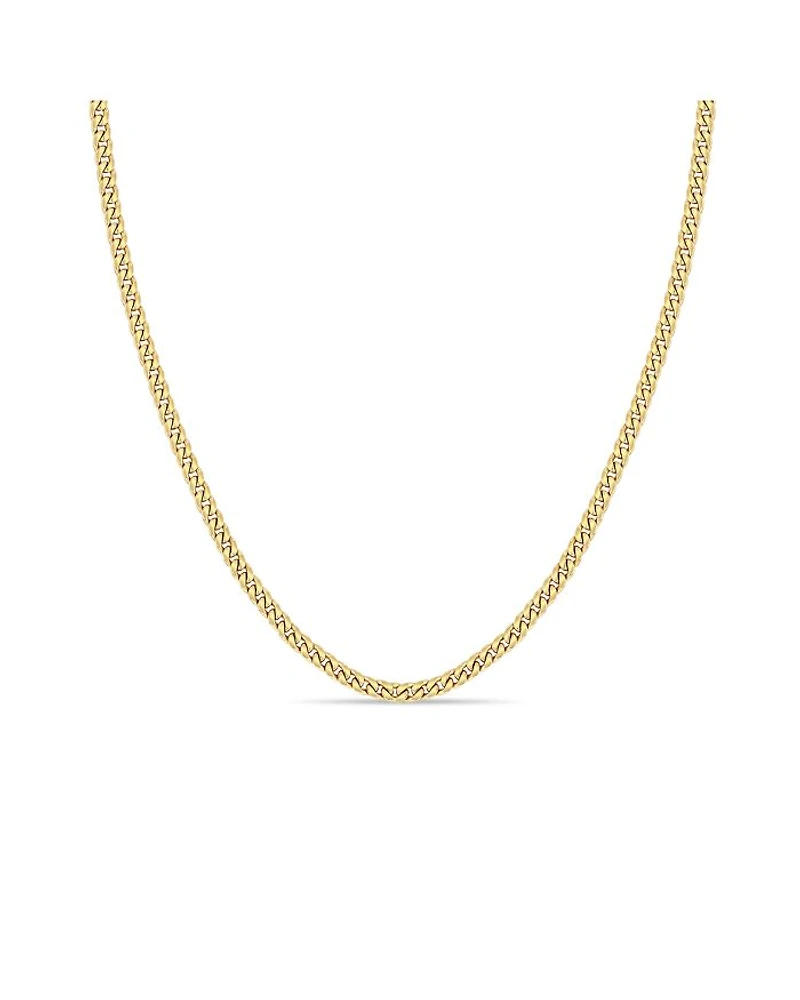 14K Yellow Gold Simple Gold Curb Link Chain Necklace, 16"