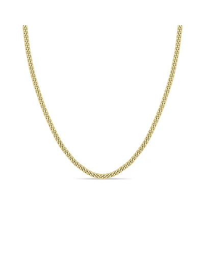 14K Yellow Gold Simple Gold Curb Link Chain Necklace, 16"