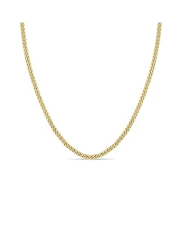 14K Yellow Gold Simple Gold Curb Link Chain Necklace, 16"