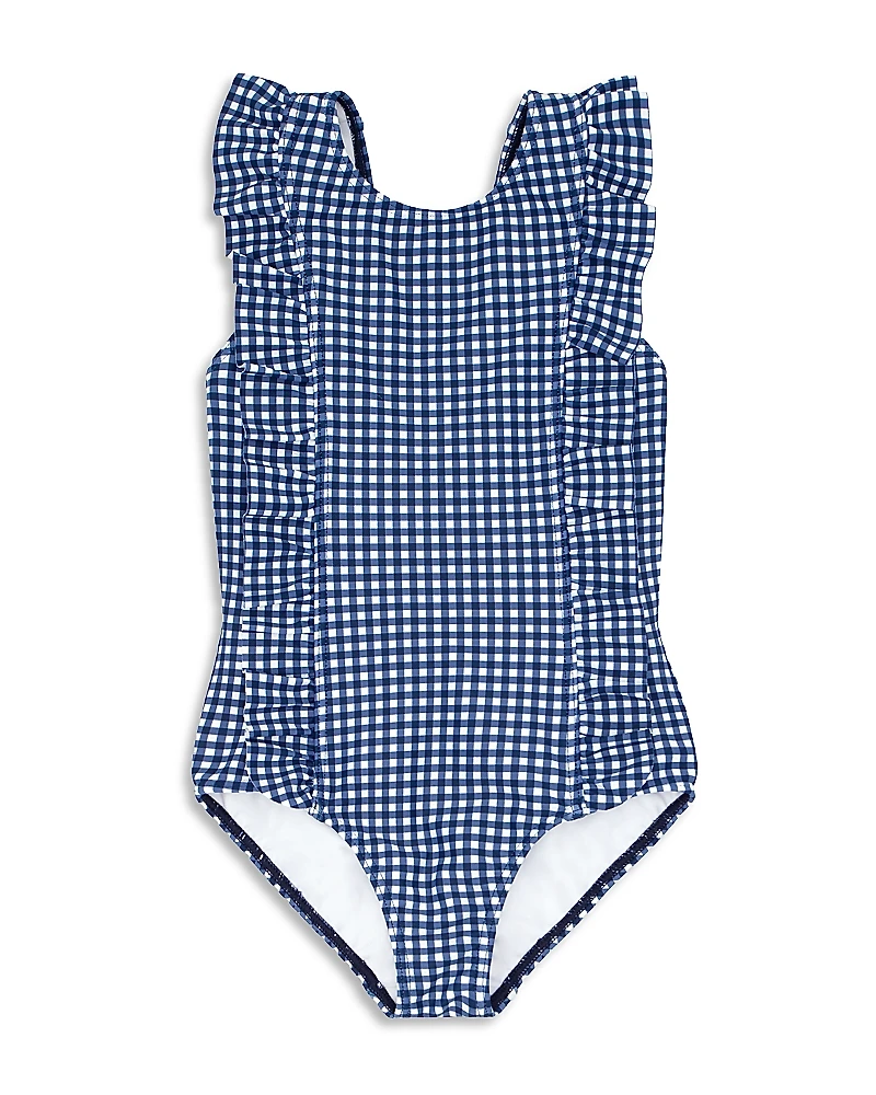 Minnow Girls' Gingham Ruffled One Piece Swimsuit - Baby, Little Kid, Big Kid